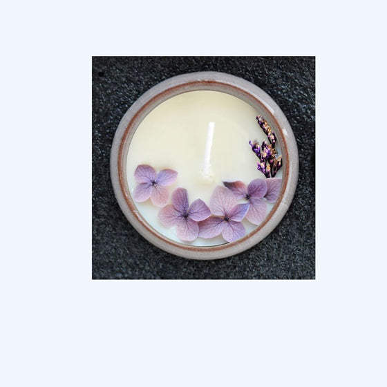 Ceramic Cup with Dried Flowers and Fragrant Candles
