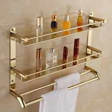  Stainless Steel Bathroom Double Towel Rack in Gold Finish