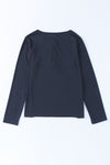 Dark Blue Casual Long Sleeve Snap Button Henley Top | Available in 2 Colors