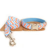 Luxury Orange and Blue Nordic Patterned Dog Collar and Leash