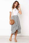 Ruffled Midi Skirt with Long Length Back