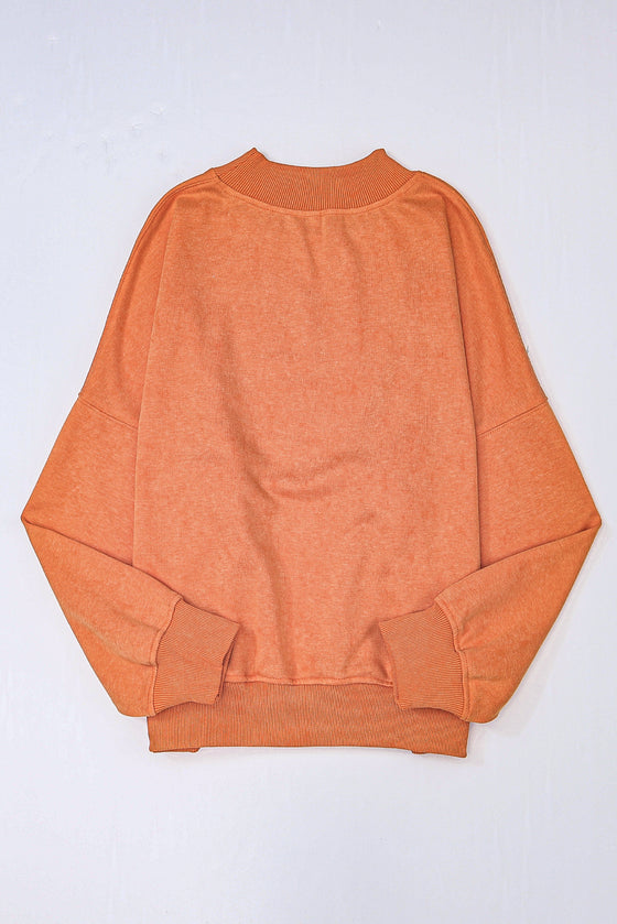 Red Drop Shoulder Crewneck Washed Pullover Sweatshirt