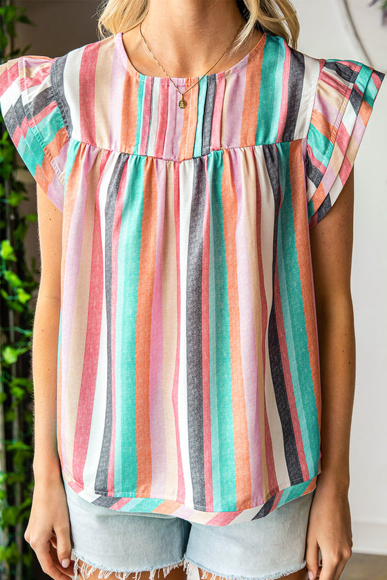 Striped Keyhole Sleeve Blouse | Available in 2 Patterns