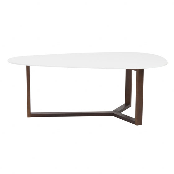 Coffee Table In Matte White With Dark Walnut Base