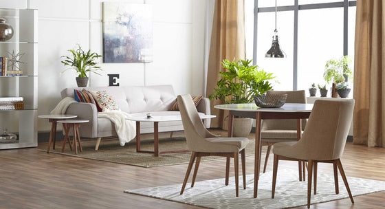 Coffee Table In Matte White With Dark Walnut Base