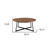 35" Black and Walnut Manufactured Wood Round Coffee Table