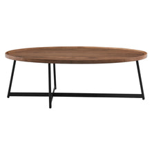  Brown And Black Metal Oval Coffee Table -24 Inches