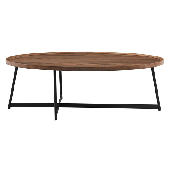 Brown And Black Metal Oval Coffee Table -24 Inches