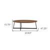 Brown And Black Metal Oval Coffee Table -24 Inches