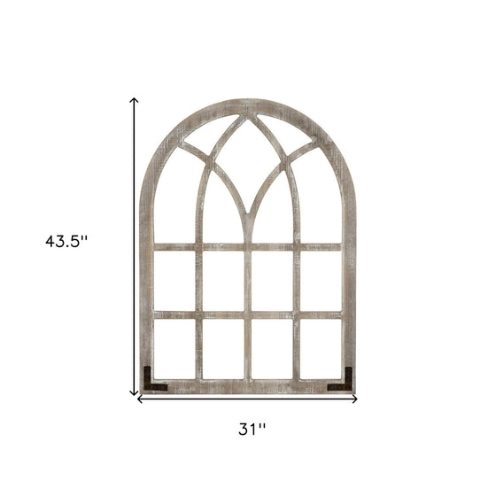 Distressed Wood Framed Window Arch Wall Decor