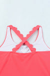 Rose Scalloped Sleeveless High Waisted Two-Piece Swimsuit | Available in 2 Colors