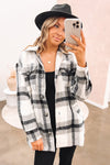 Black and White Plaid Belted Jacket