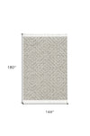 12'X15' Ivory Grey Woven Diamond Pattern with Fringe Indoor Area Rug