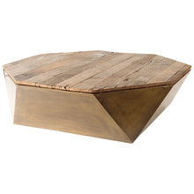  48" Natural Solid Wood Octagon Distressed Lift Top Coffee Table