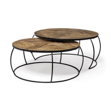  41" & 38" Round Wood Top Nesting Coffee Tables