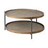 33" Round Black Wood and Metal Frame Two Tier Coffee Table