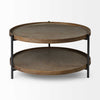 33" Round Black Wood and Metal Frame Two Tier Coffee Table