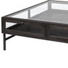 42" Black and Brown Square Coffee Table with Two Drawers