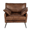 33" Brown and Silver Faux Leather Distressed Armchair