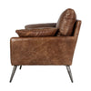 33" Brown and Silver Faux Leather Distressed Armchair