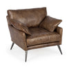 33" Brown and Silver Faux Leather Distressed Armchair