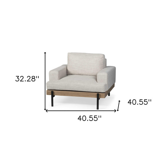 41" Cream and Black Fabric Armchair