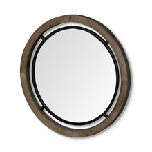  28" Distressed Wood and Black Metal Double Frame Wall Mirror