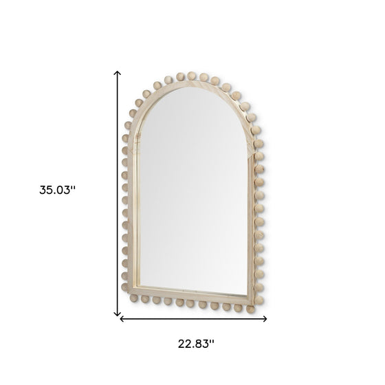 Arch Wood Framed Accent Mirror 35" in Natural Finish