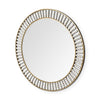 42" Round Brass Wall Mirror with White Wood Beads