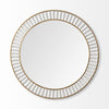 42" Round Brass Wall Mirror with White Wood Beads