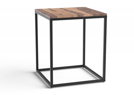 24" Black and Brown Solid Wood End Table