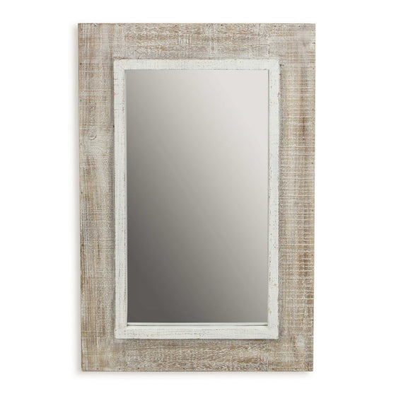 Vertical Rustic Whitewash Finish Wall Mirror