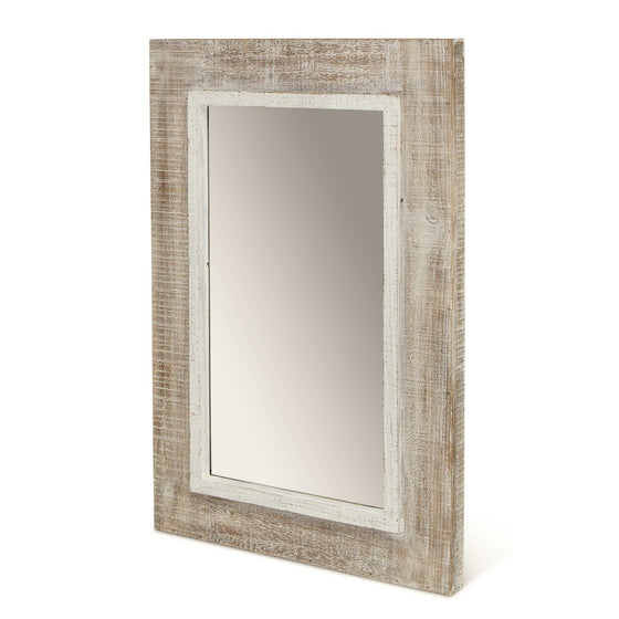 Vertical Rustic Whitewash Finish Wall Mirror