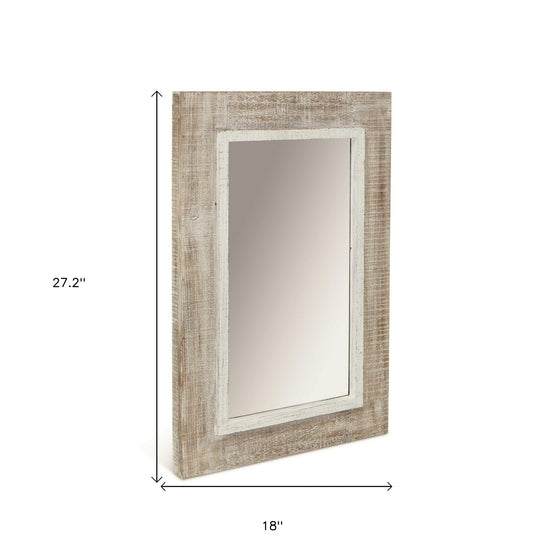 Vertical Rustic Whitewash Finish Wall Mirror