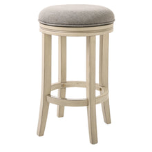  25" Gray and Ivory Solid Wood Swivel Backless Counter Height Bar Stool