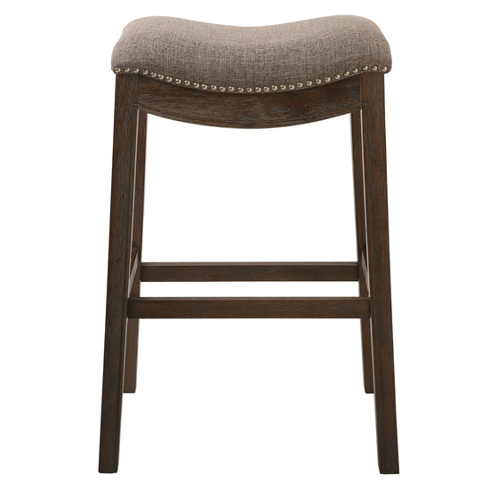 31" Taupe and Brown Solid Wood Backless Bar Height Bar Chair