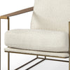 34" Cream and Wood Brown Linen Armchair