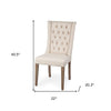 Cream Plush Linen Covering with Ash Solid Wood Base Dining Chair