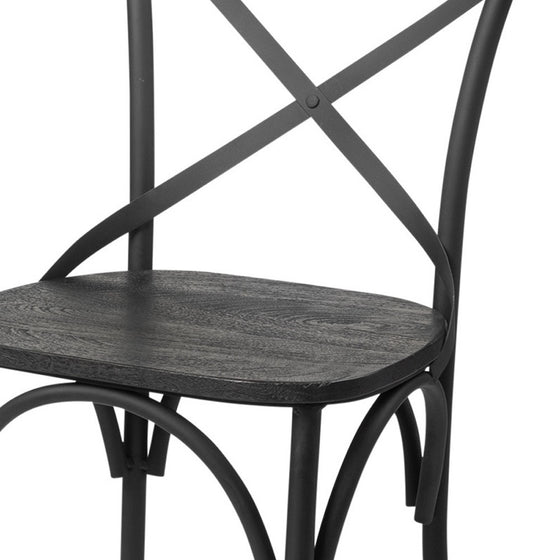 Set of Two Black Wood Cross Back Side Chairs