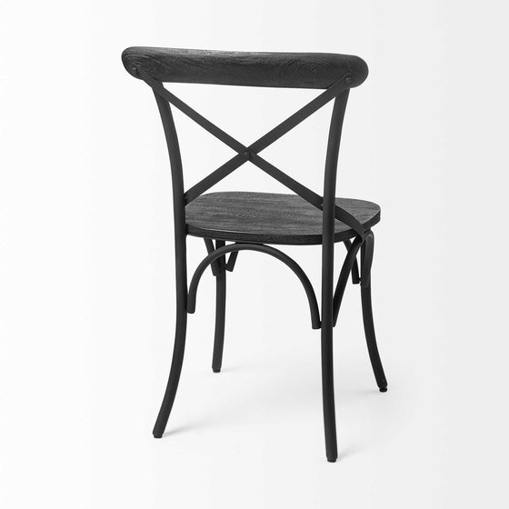 Set of Two Black Wood Cross Back Side Chairs