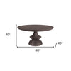 60" Round Charcoal Gray Solid Wood Table Top And Base Dining Table