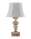 14" White Table Lamp with White Bell Shade