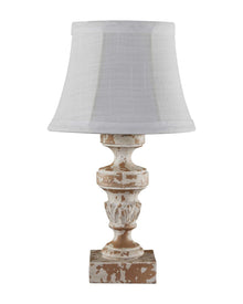  14" White Table Lamp with White Bell Shade