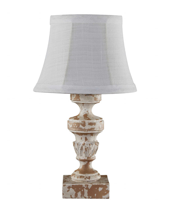 14" White Table Lamp with White Bell Shade