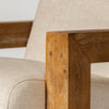 Light Beige Accent Chair with Natural Wood Frame
