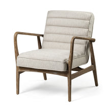  Beige Accent Chair with Wooden Frame