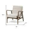 Beige Accent Chair with Wooden Frame