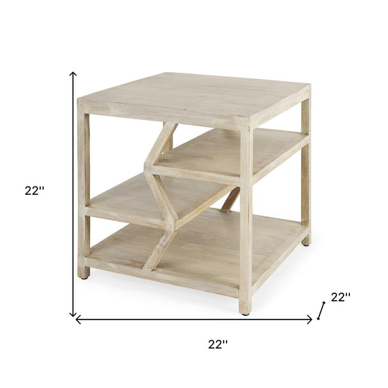 Natural Finish Wooden Side Table