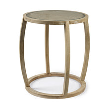  Light Brown Wood Round Top Accent Table with Glass