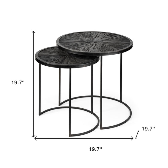 Set Of Two 20" Black Unavailable Round End Table